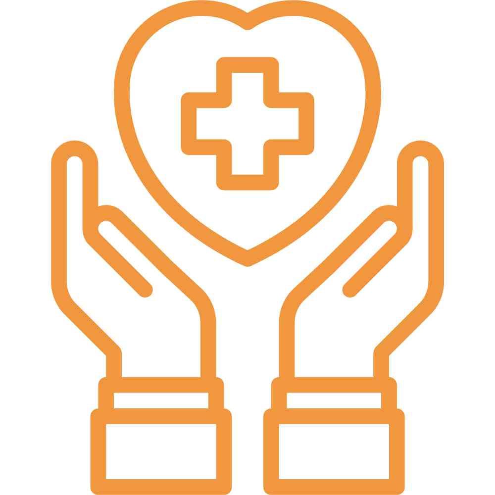 Start der Betreuung bei Mobile Pflege Humanitas GbR Zwei Hände halten ein Herz mit einem medizinischen Kreuz darin.